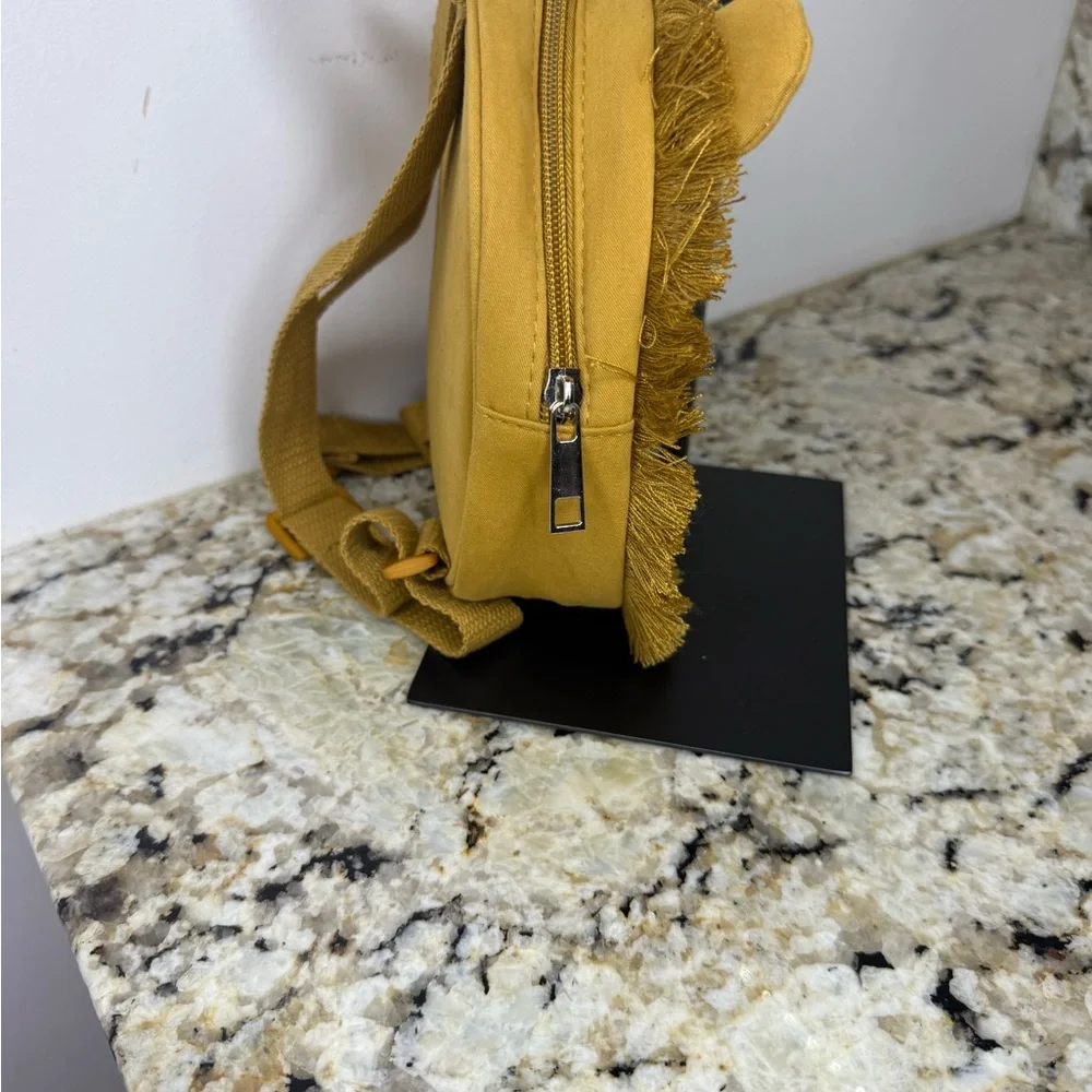 Lion Face Frayed Edge Soft Micro Velour Kids Backpack Mini Bag